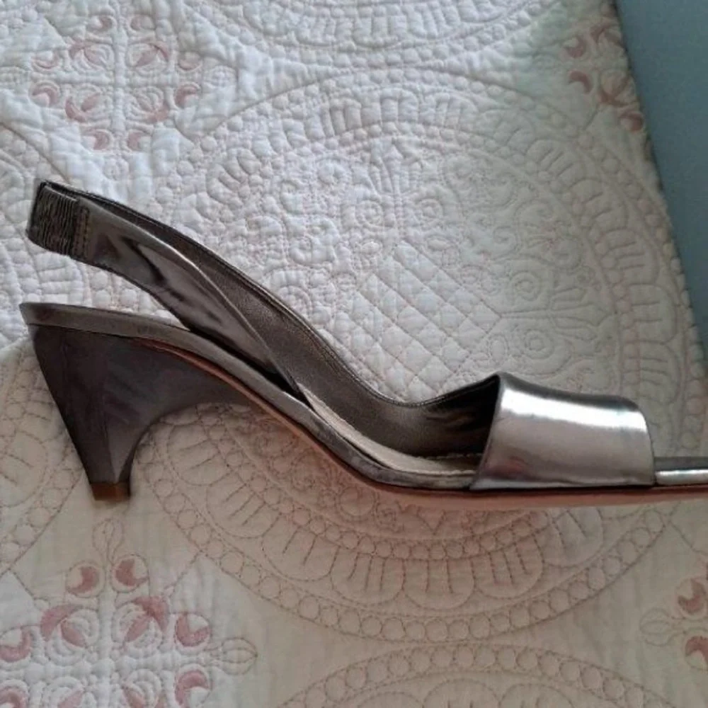 Brand New, Never Worn Metallic, Patent Leather, Sandal Heels - Picture 8 of 13